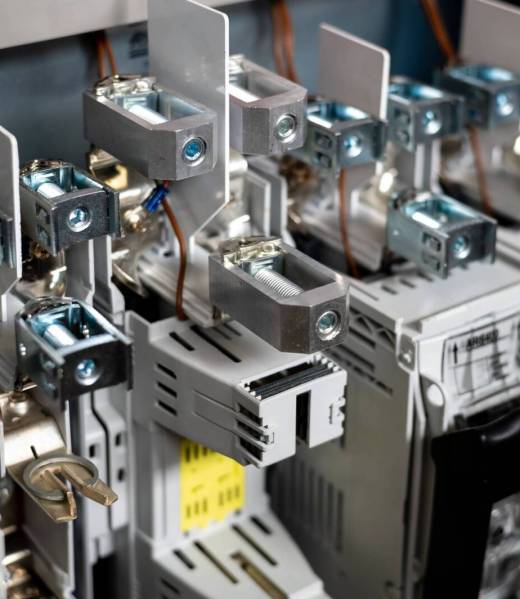 Electrician at work, electric components, electrical voltage, electrical wire, high voltage